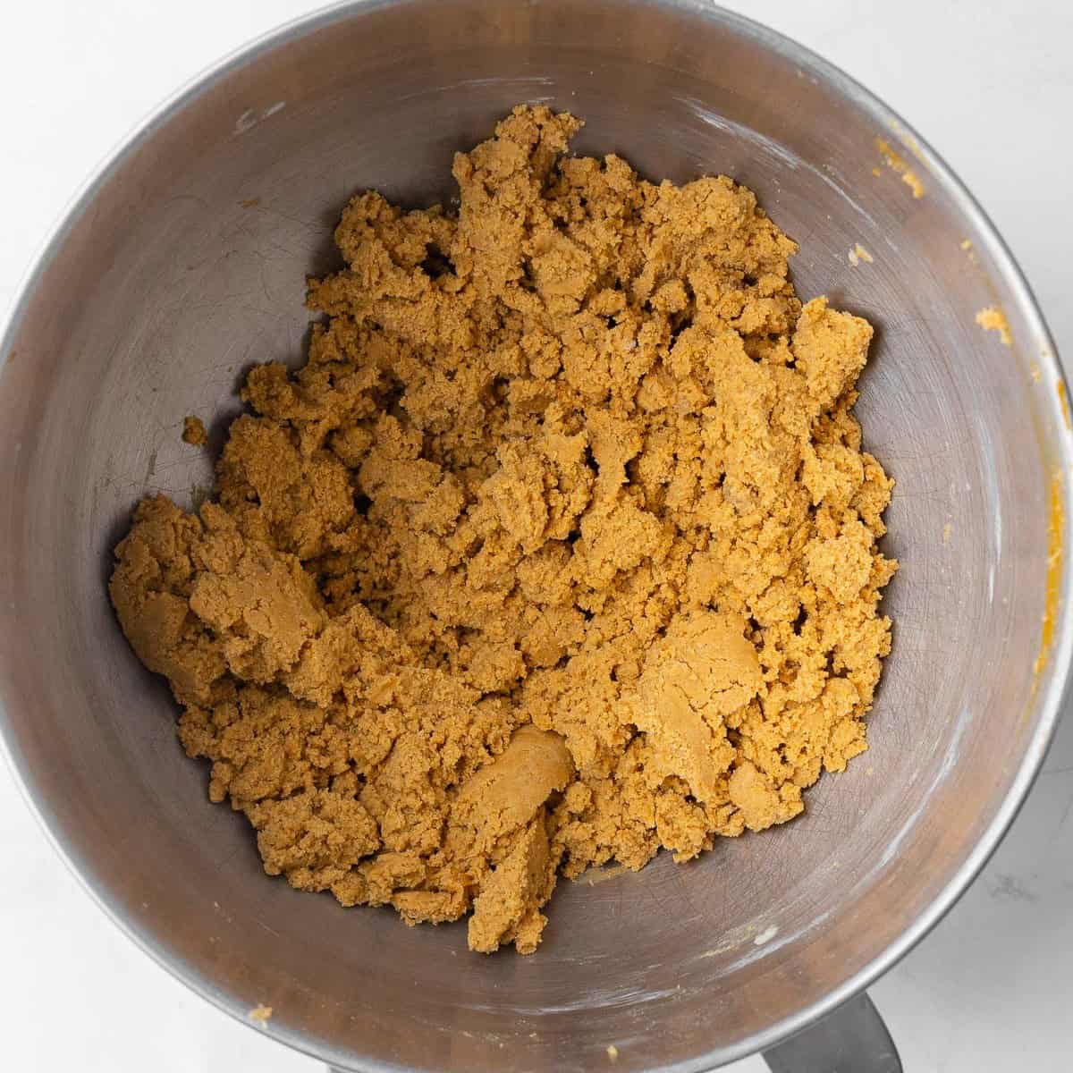 Gingerbread cookie dough after fully mixed.