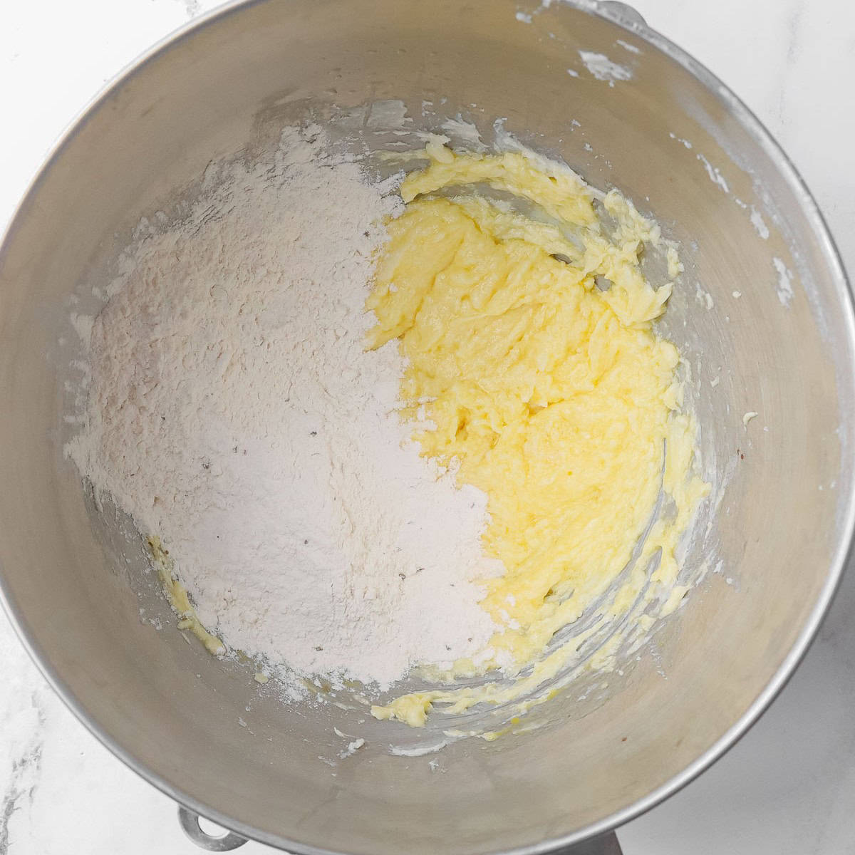 Dry ingredients added before combining.