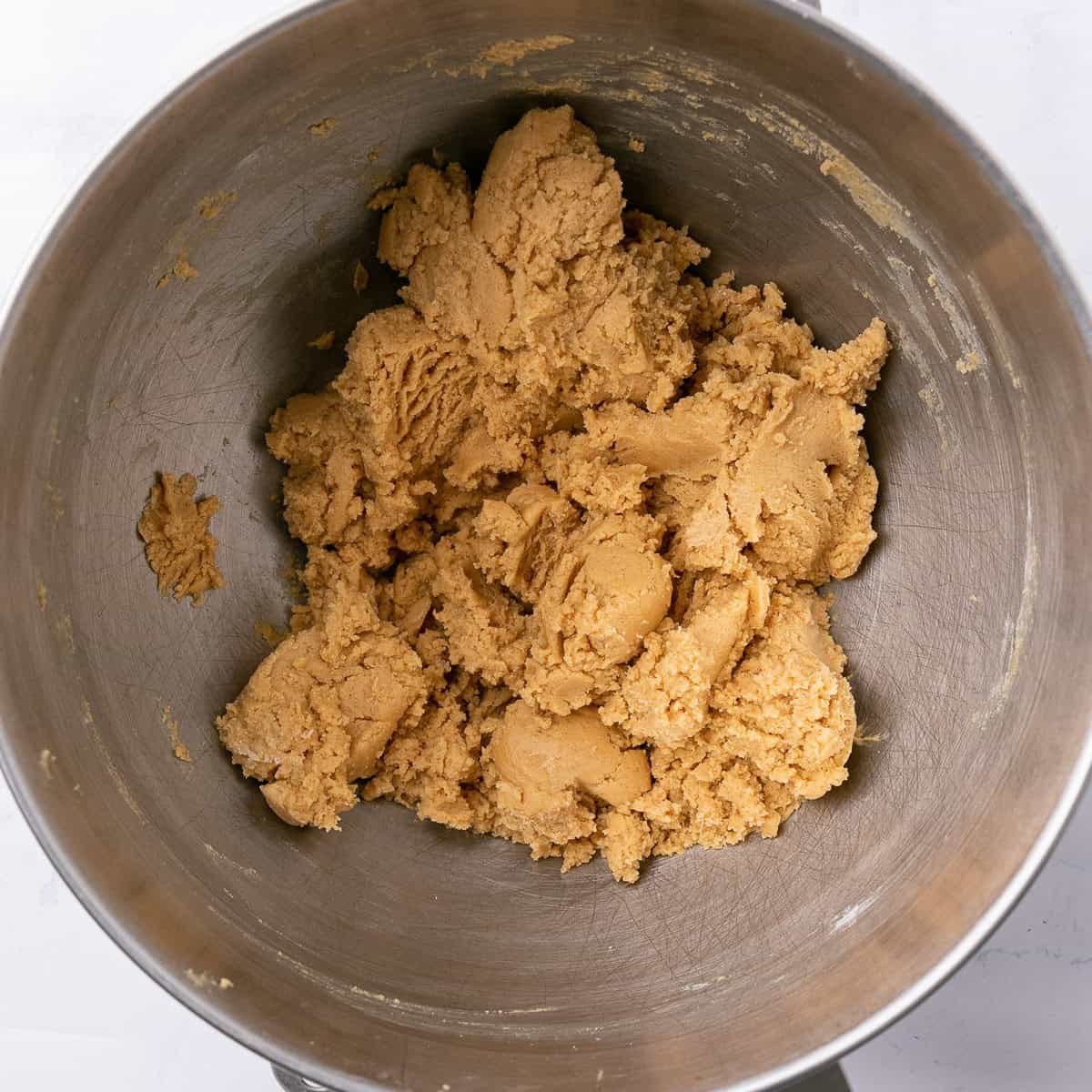 Final dough with no streaks of flour remaining.
