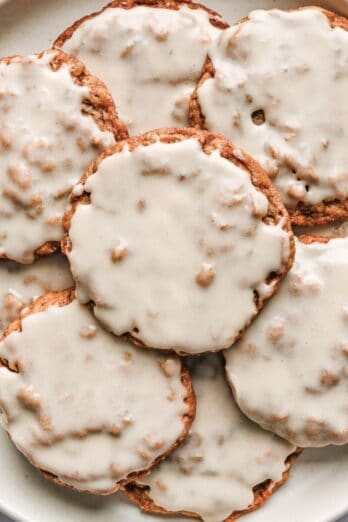 Iced oatmeal cookies.