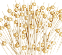 200 pcs cocktail picks with gold balls.