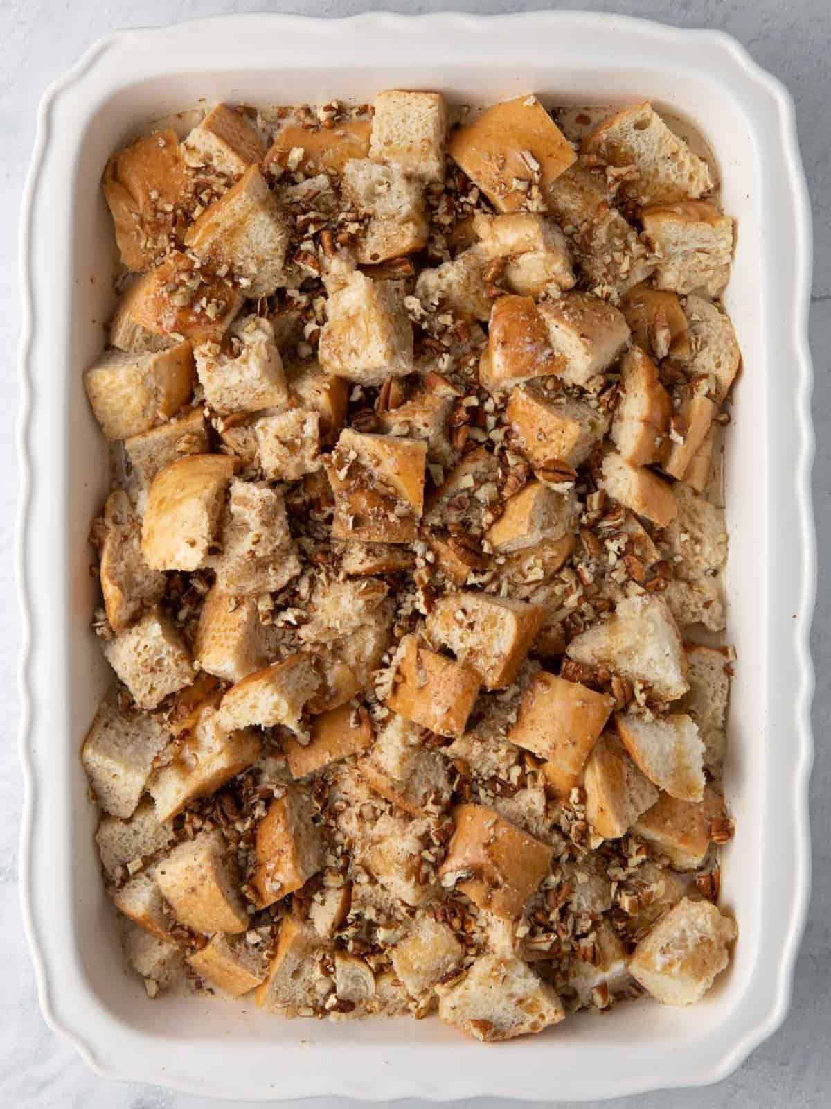 French toast before baking.
