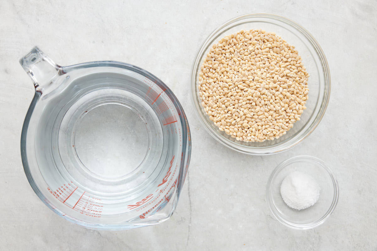 Ingredients for recipe: water, barley, salt.