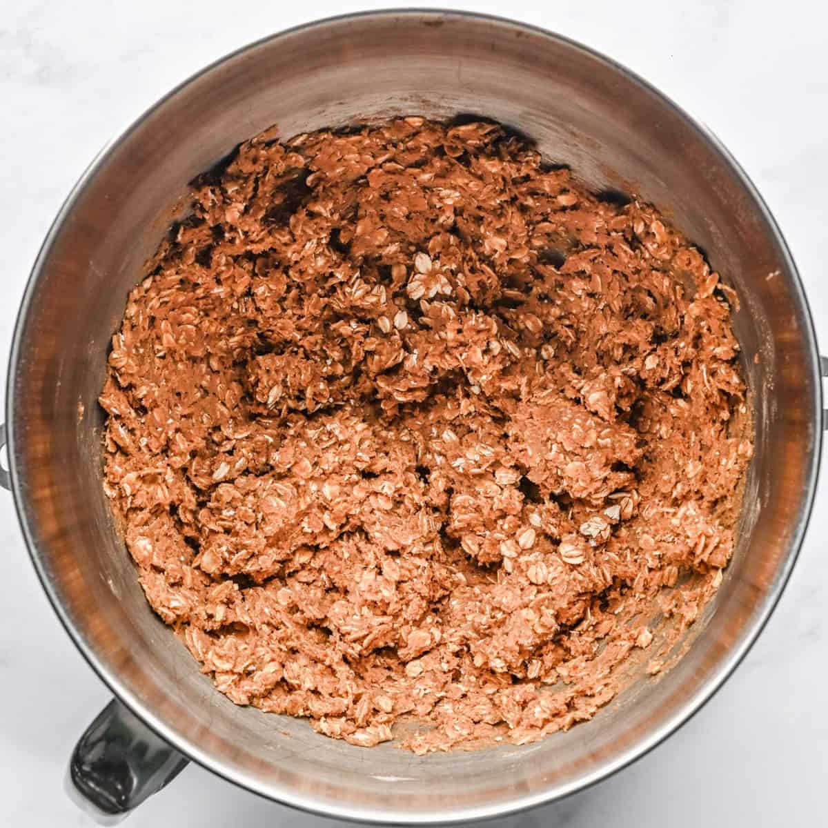 Iced oatmeal cookie batter after mixing.