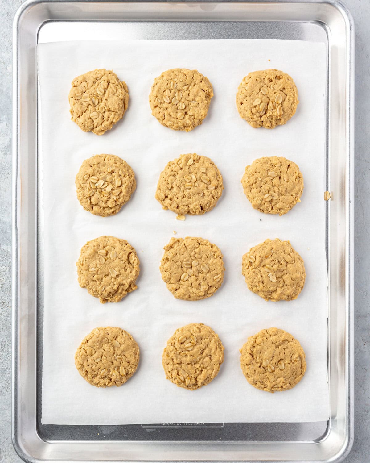Cookies after baking on sheet pan.
