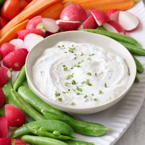 Crudite platter with dip.