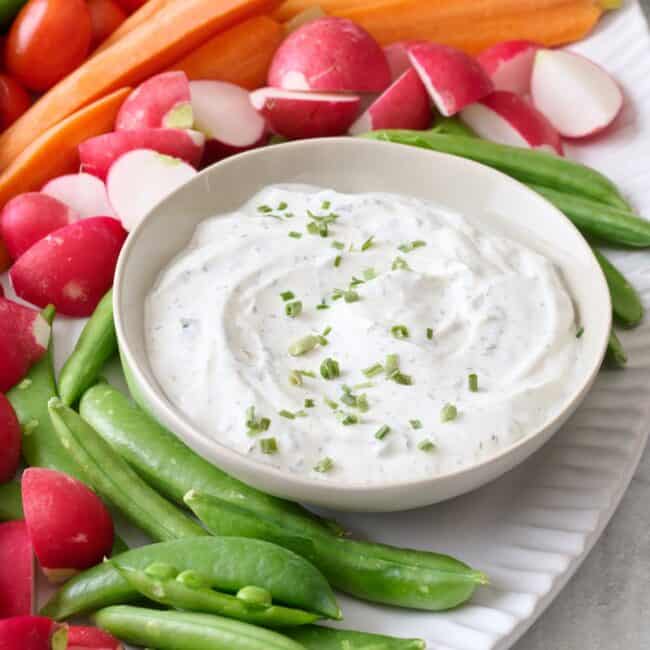 Crudite platter with dip.