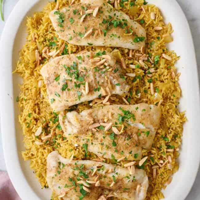 Sayadiah on a platter with rice.