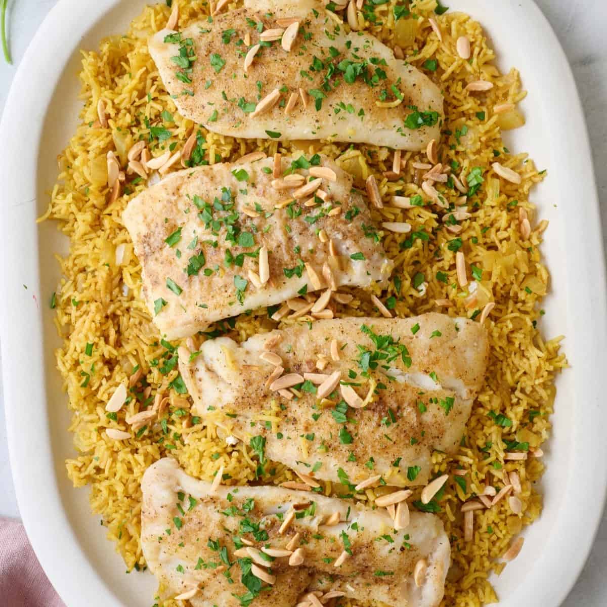 Sayadiah on a platter with rice.