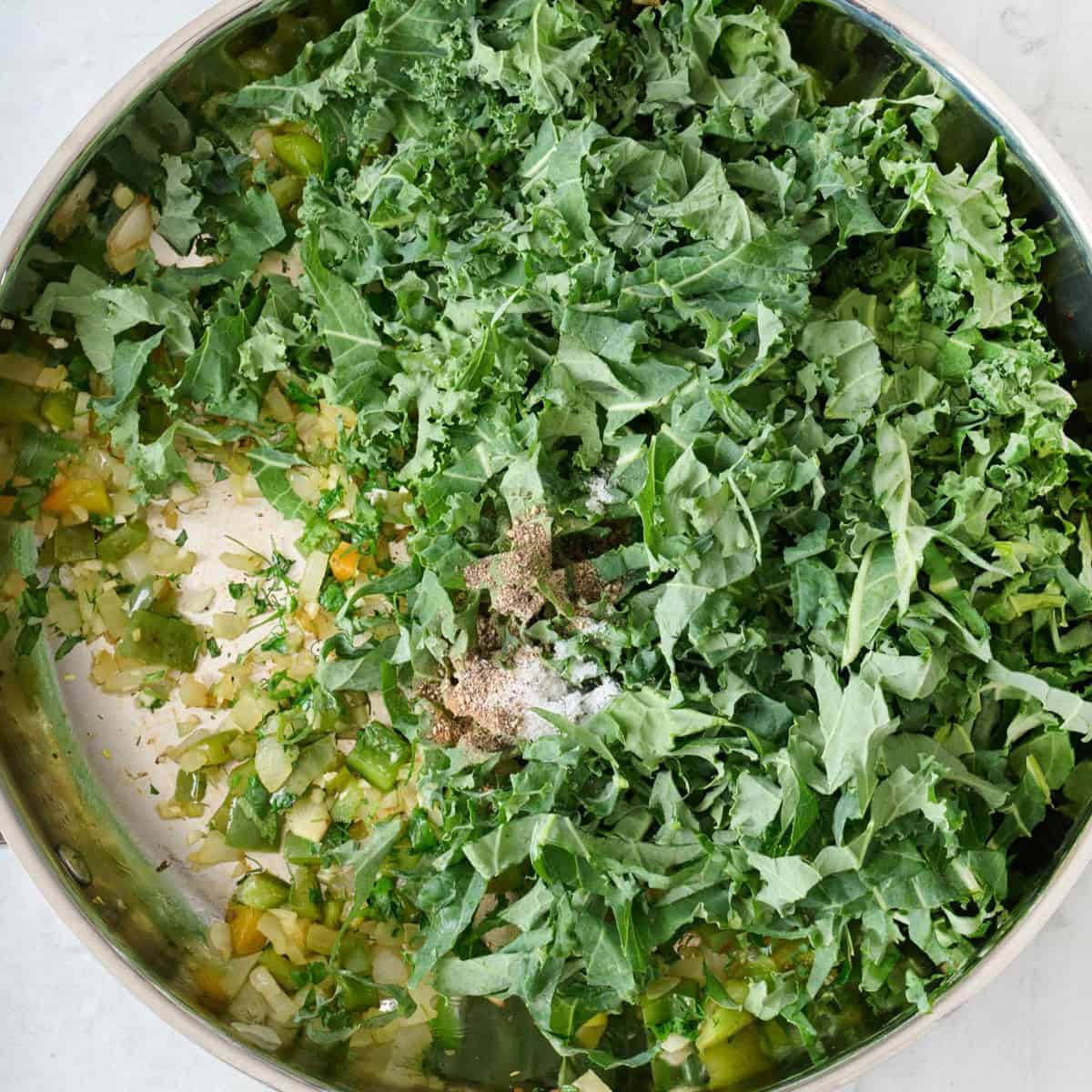 After combining with kale, and seasonings added.