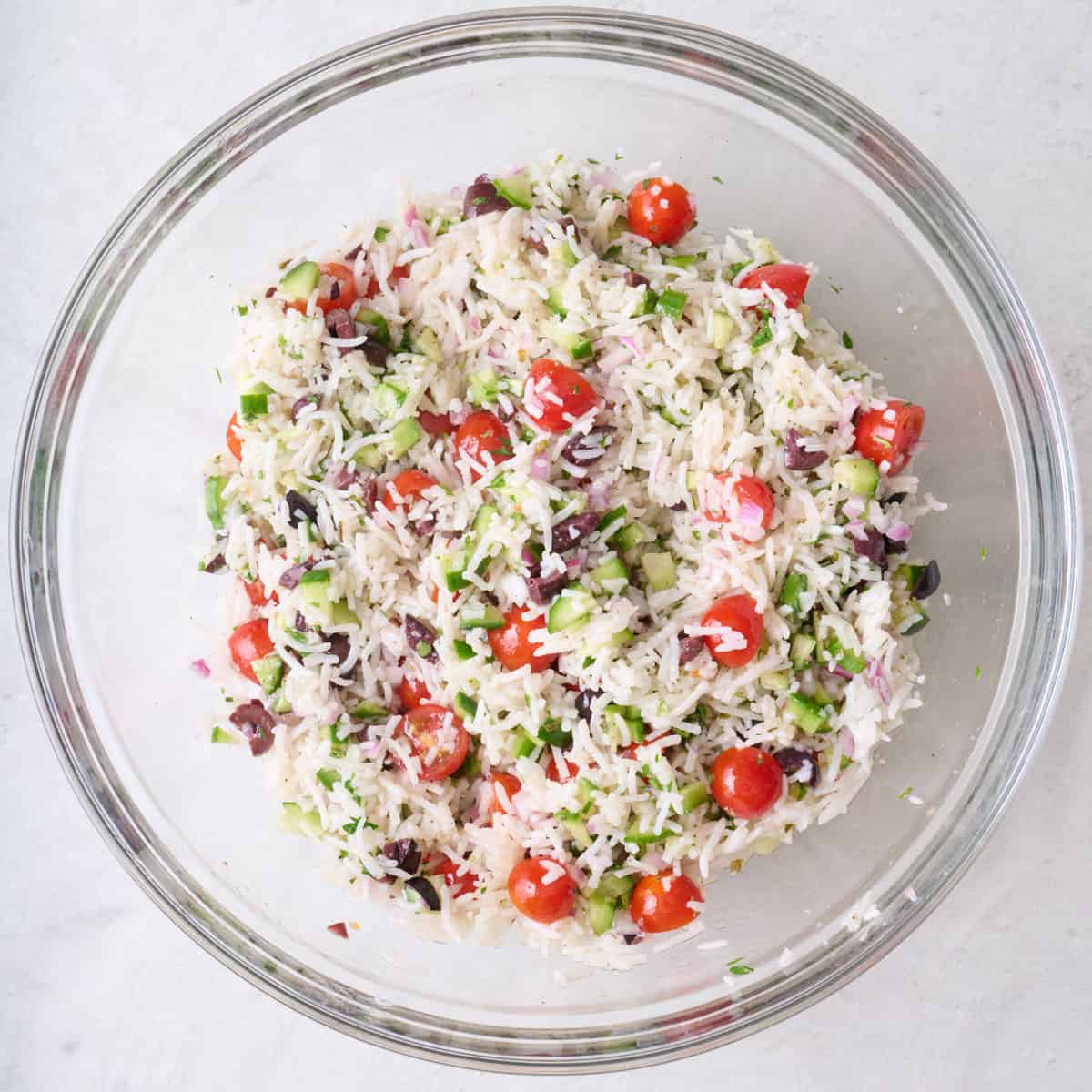 After tossing ingredients with dressing.