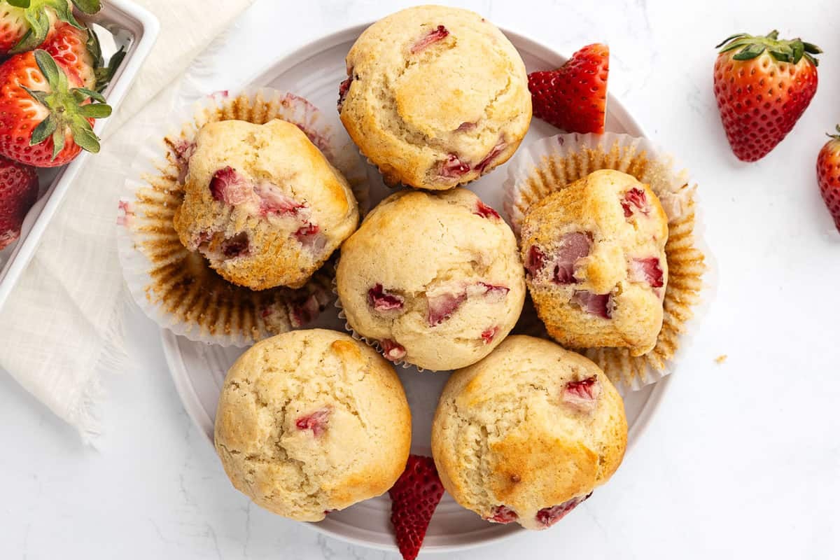 plate of strawberry muffins