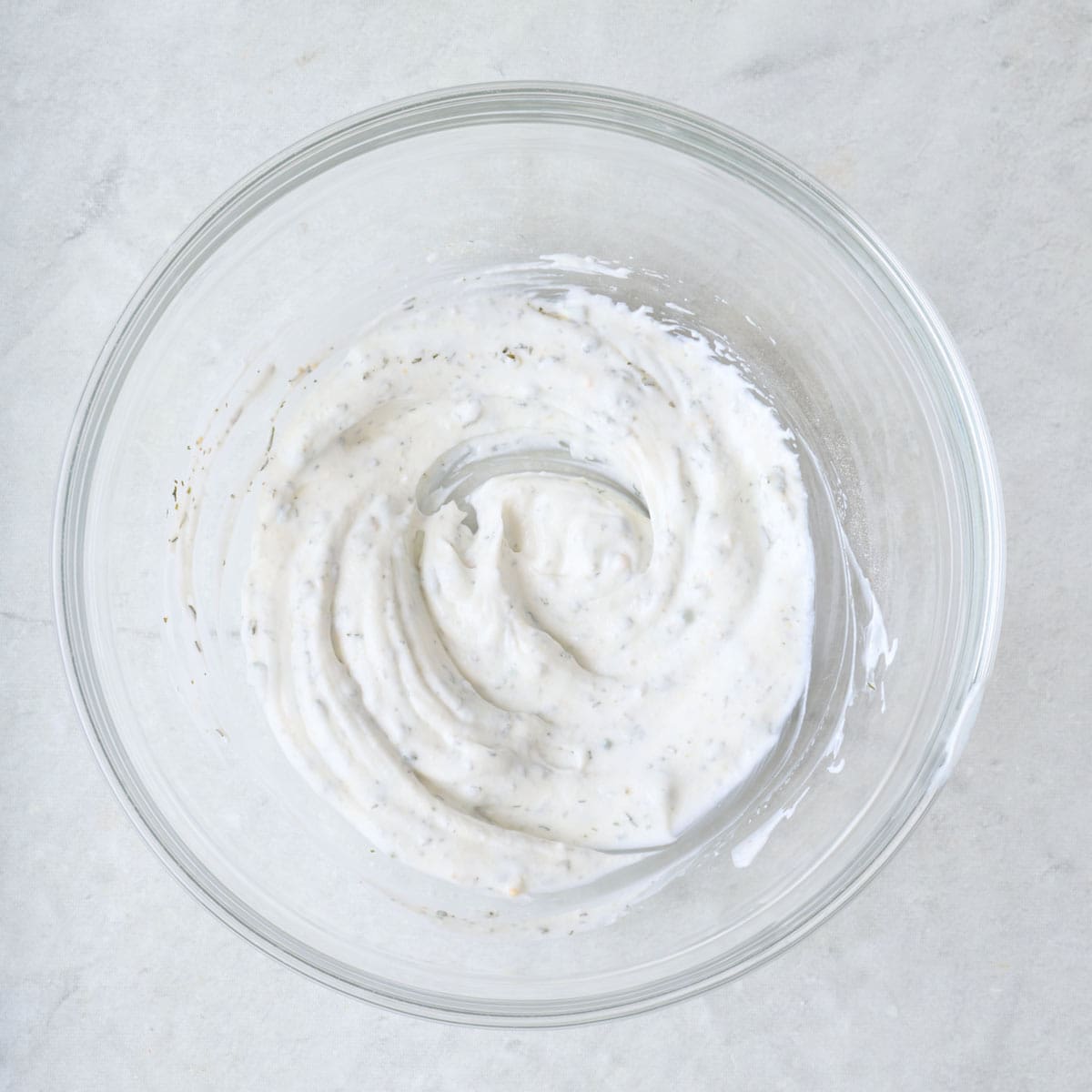 Greek yogurt dip in a bowl.