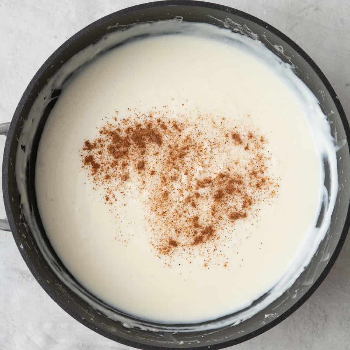 Salt and nutmeg sprinkled on top.