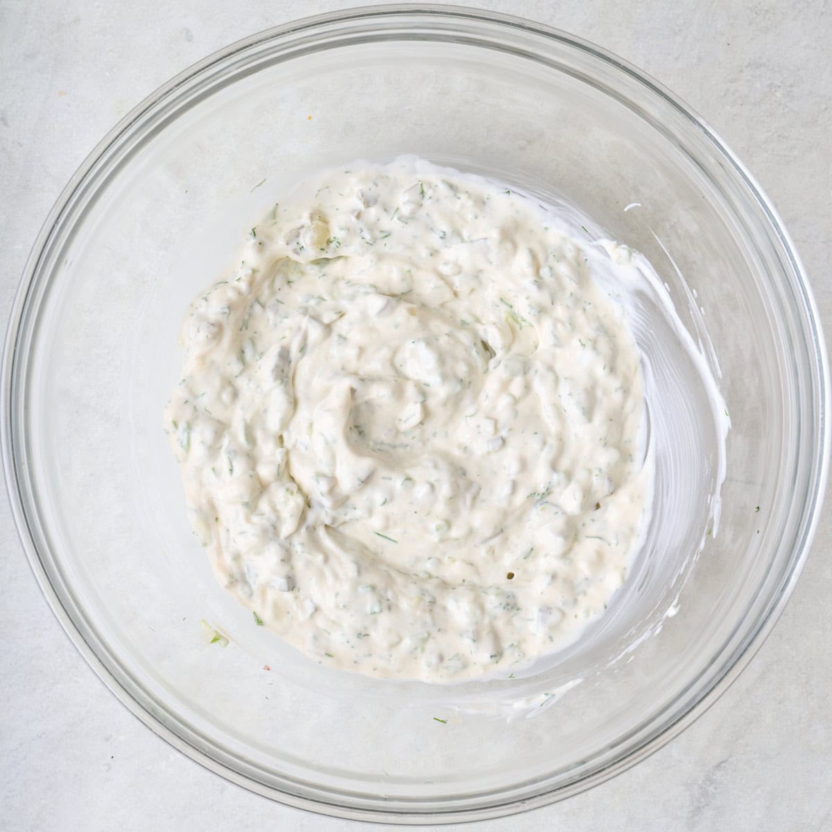 Sauce in a mixing bowl.