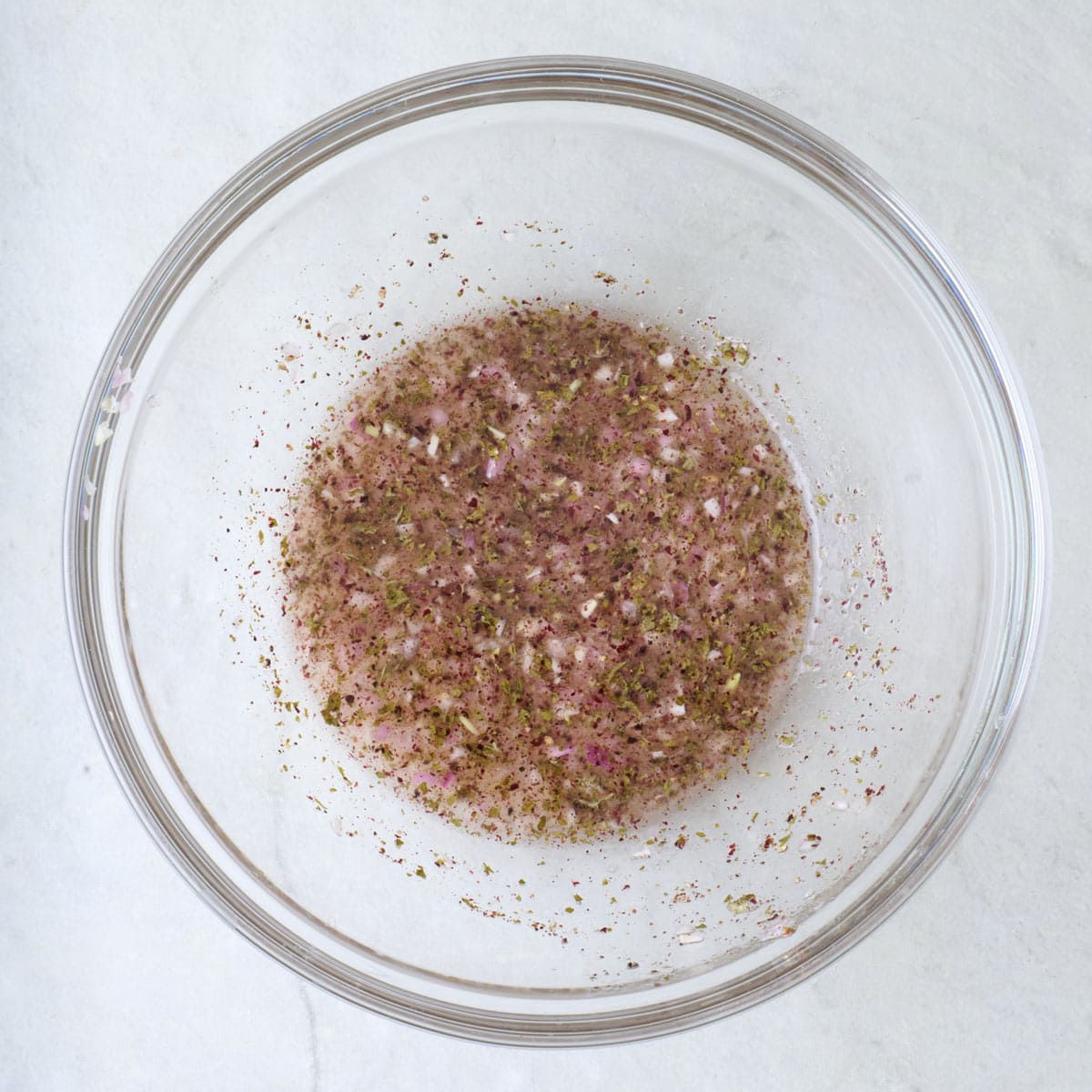 Dressing in bowl after mixing.