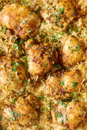 Oven baked chicken and rice recipe.