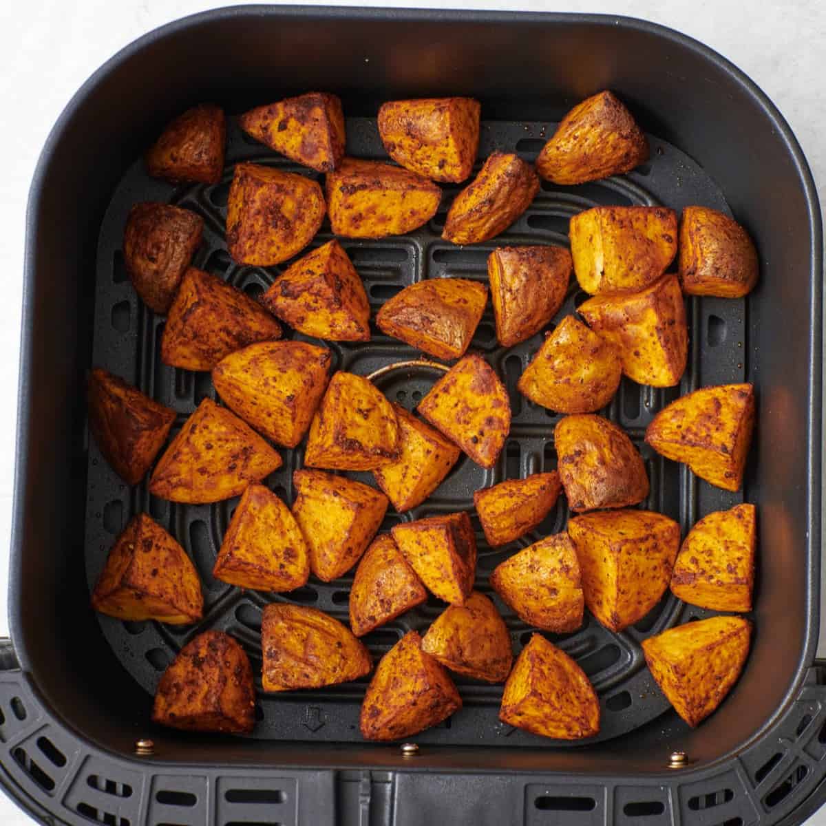 Recipe after cooking in air fryer basket.