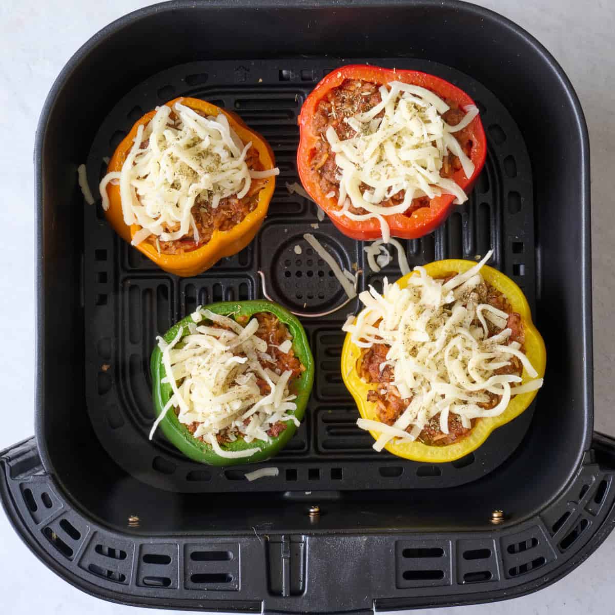 After cooking for 10 minutes with shredded cheese added and italian seasoning sprinkled on top.