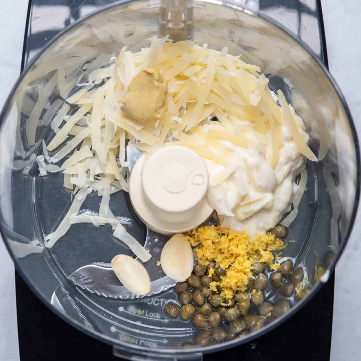 Dressing ingredients in small blender/processor.