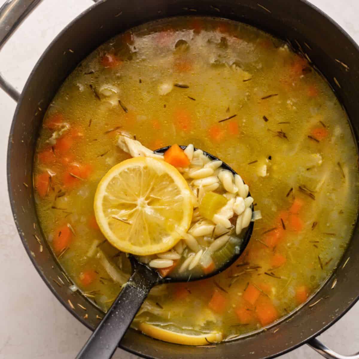 After cooking orzo with lemon.