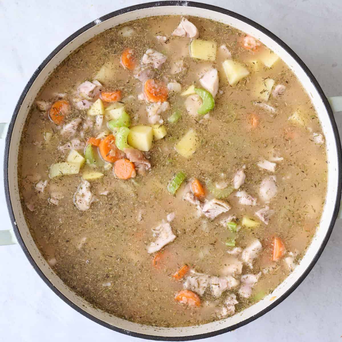 Stew ingredients combined before cooking.