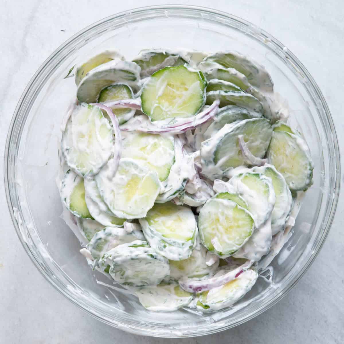 Recipe after tossing together with dressing.