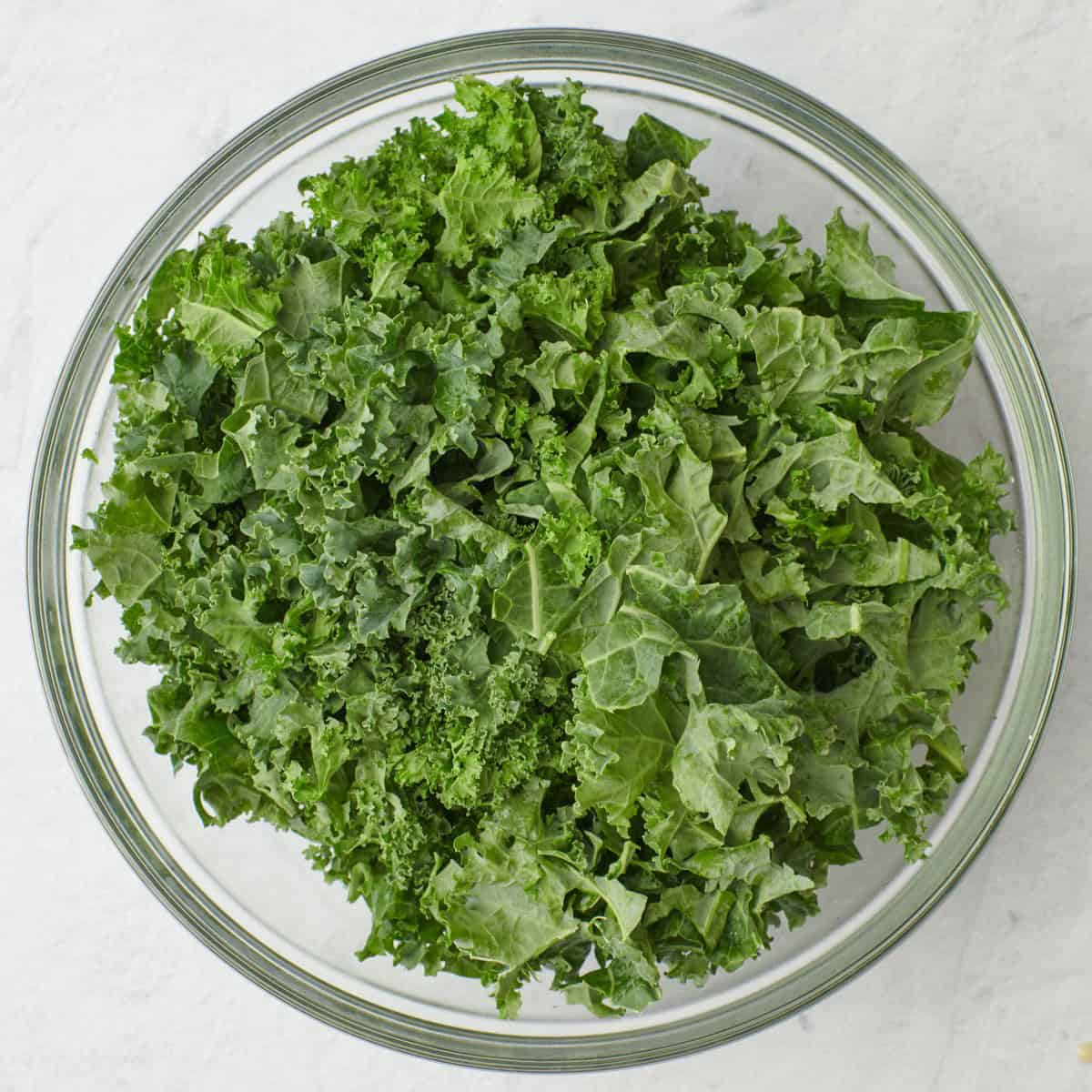 Chopped kale in a bowl.