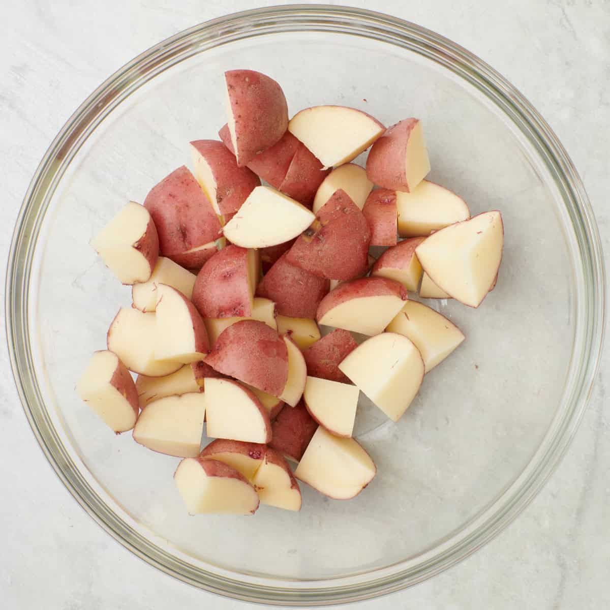 Diced potatoes in a bowl.