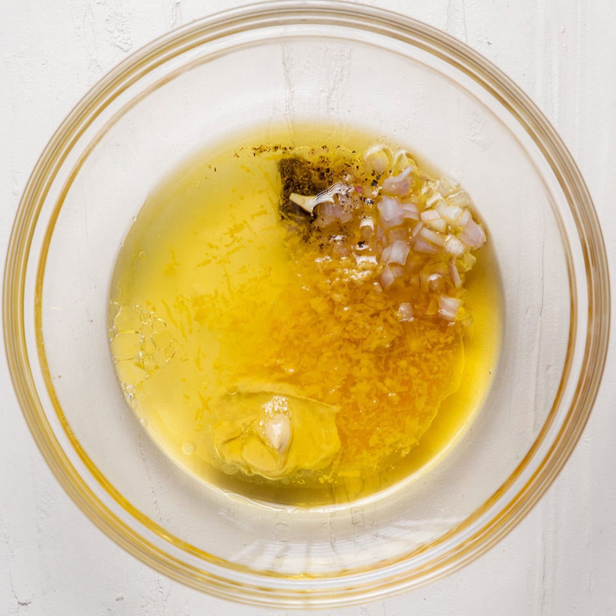 Dressing ingredients before mixing.