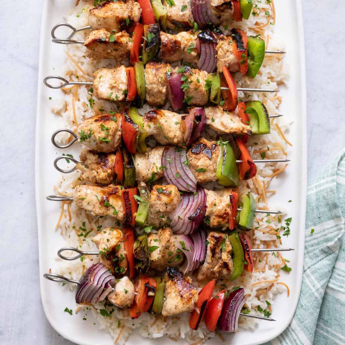 Grilled chicken kabobs recipe.