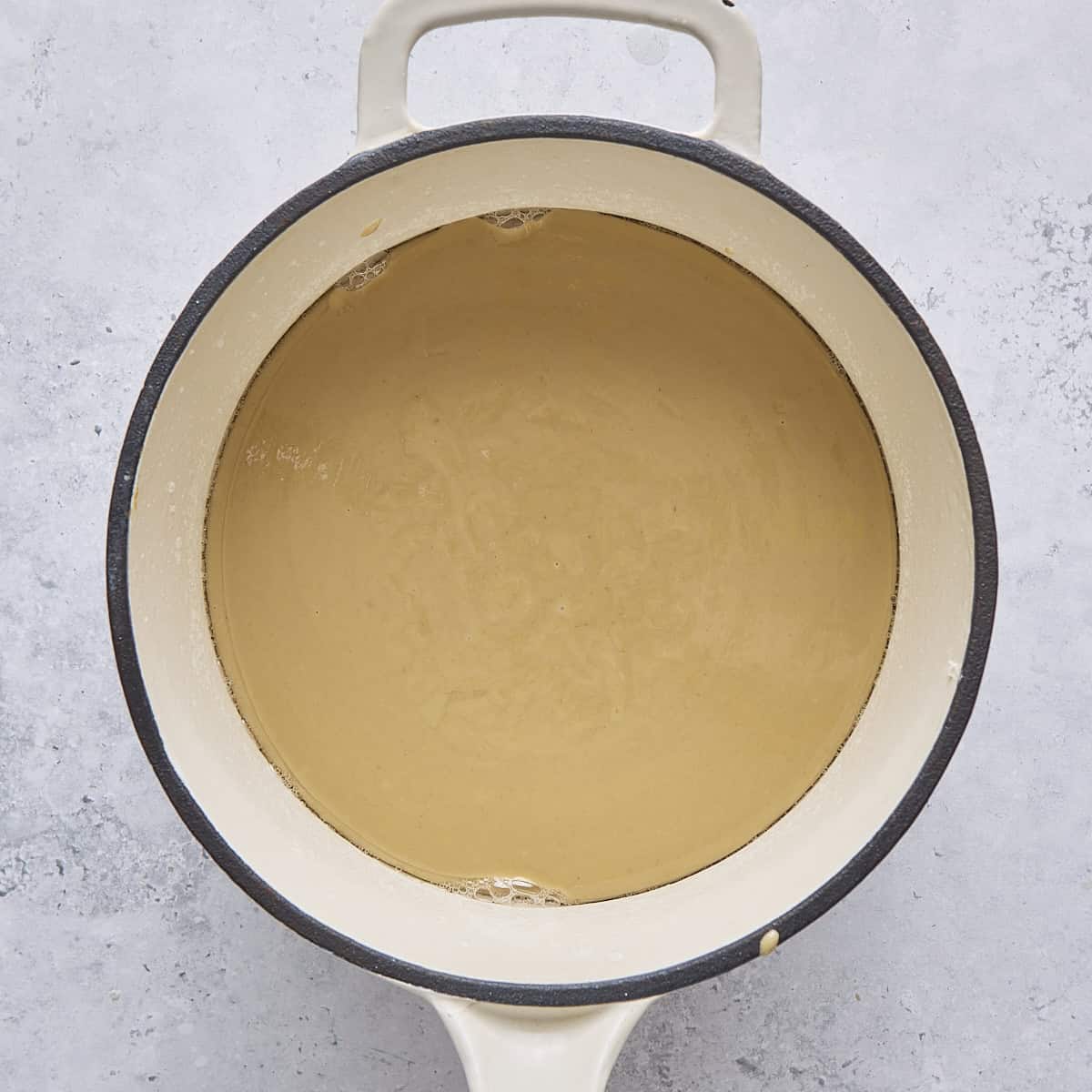 Tahini mixture added to syrup.