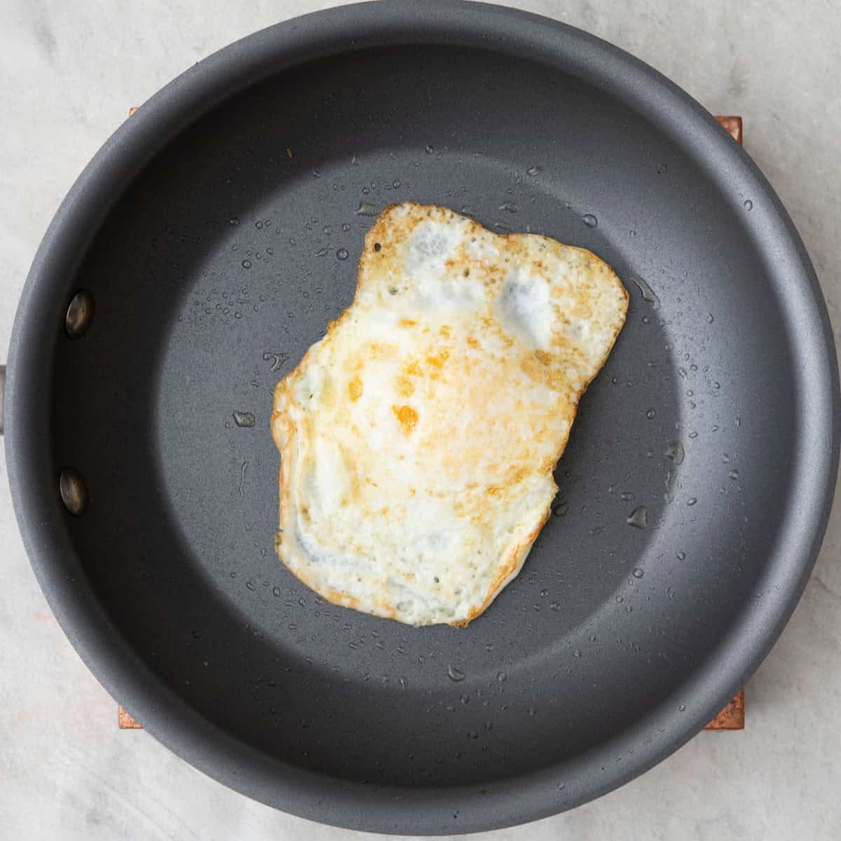 Over medium egg in skillet.