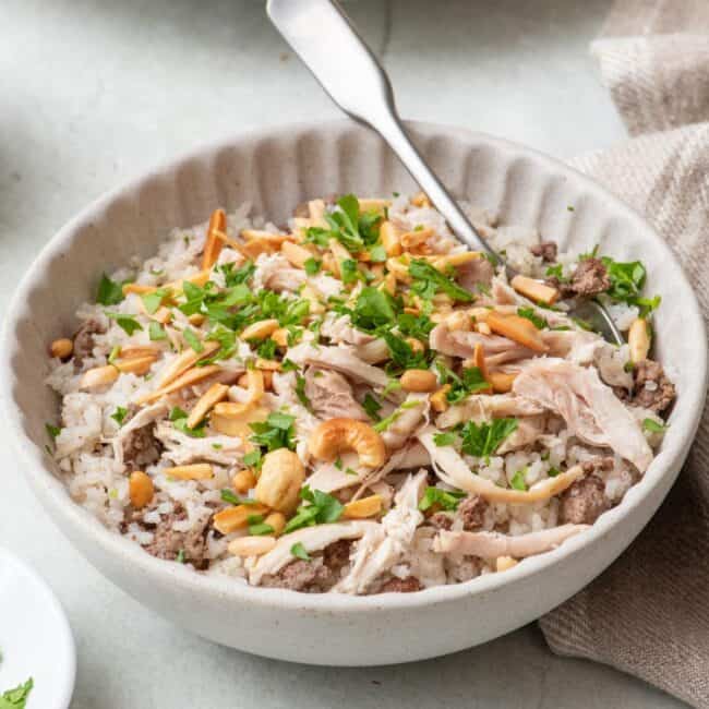 Lebanese chicken and rice recipe.