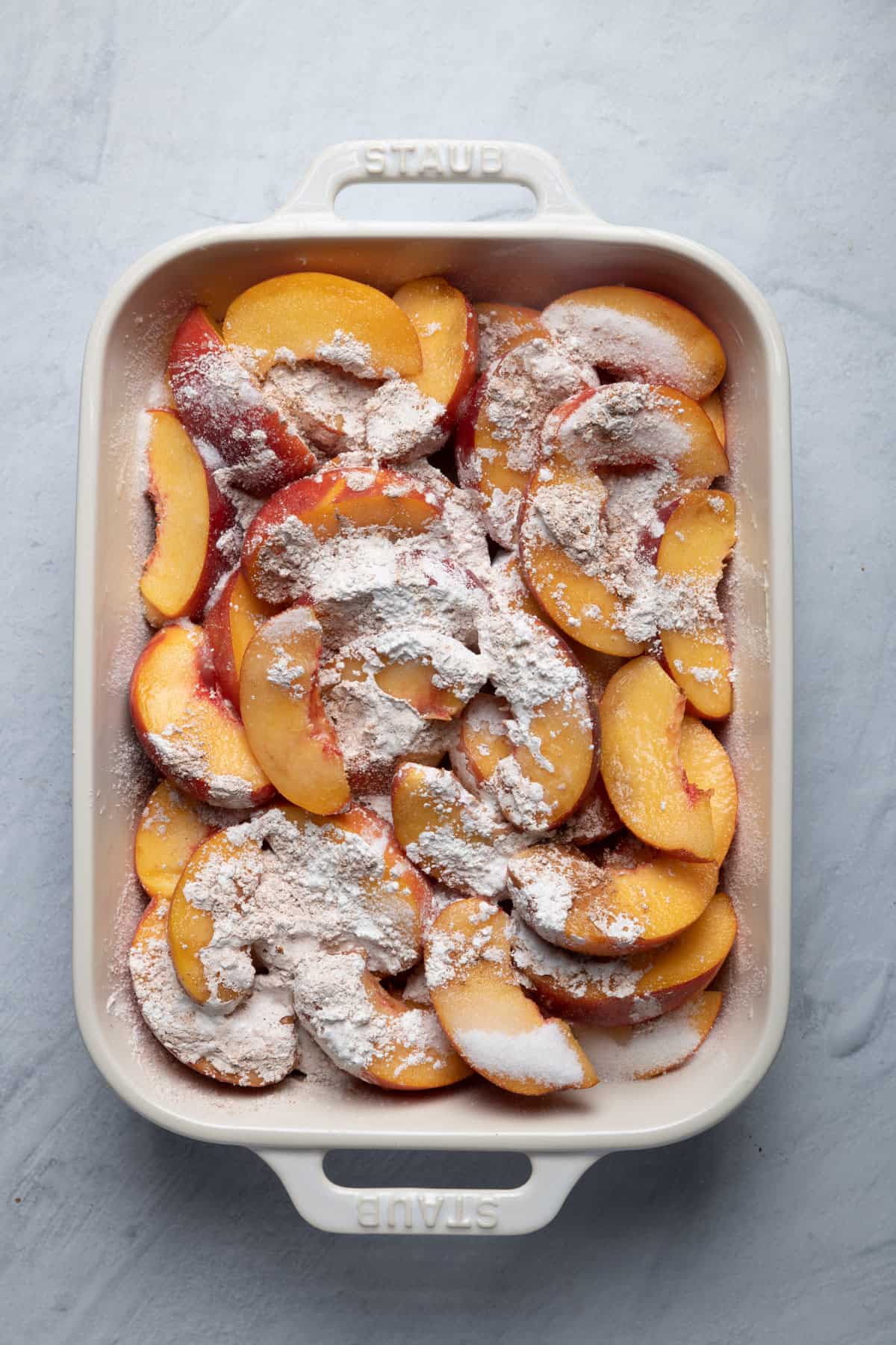 Sugar, cornstarch, lemon juice and cinnamon added on top.