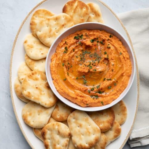 Roasted red pepper hummus recipe.