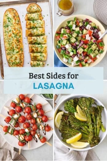 4 image collage of the best side dishes for lasagna.