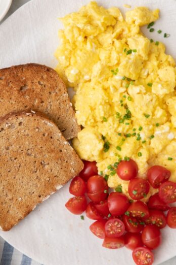 Scrambled eggs with cottage cheese recipe.