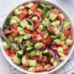 Tomato cucumber avocado salad recipe.