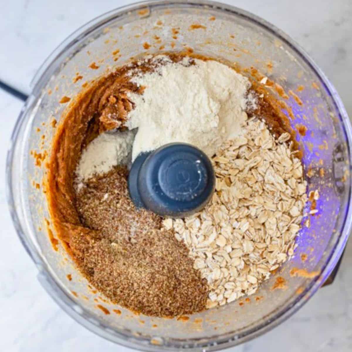 After blending with oats, protein powder, and flax added.