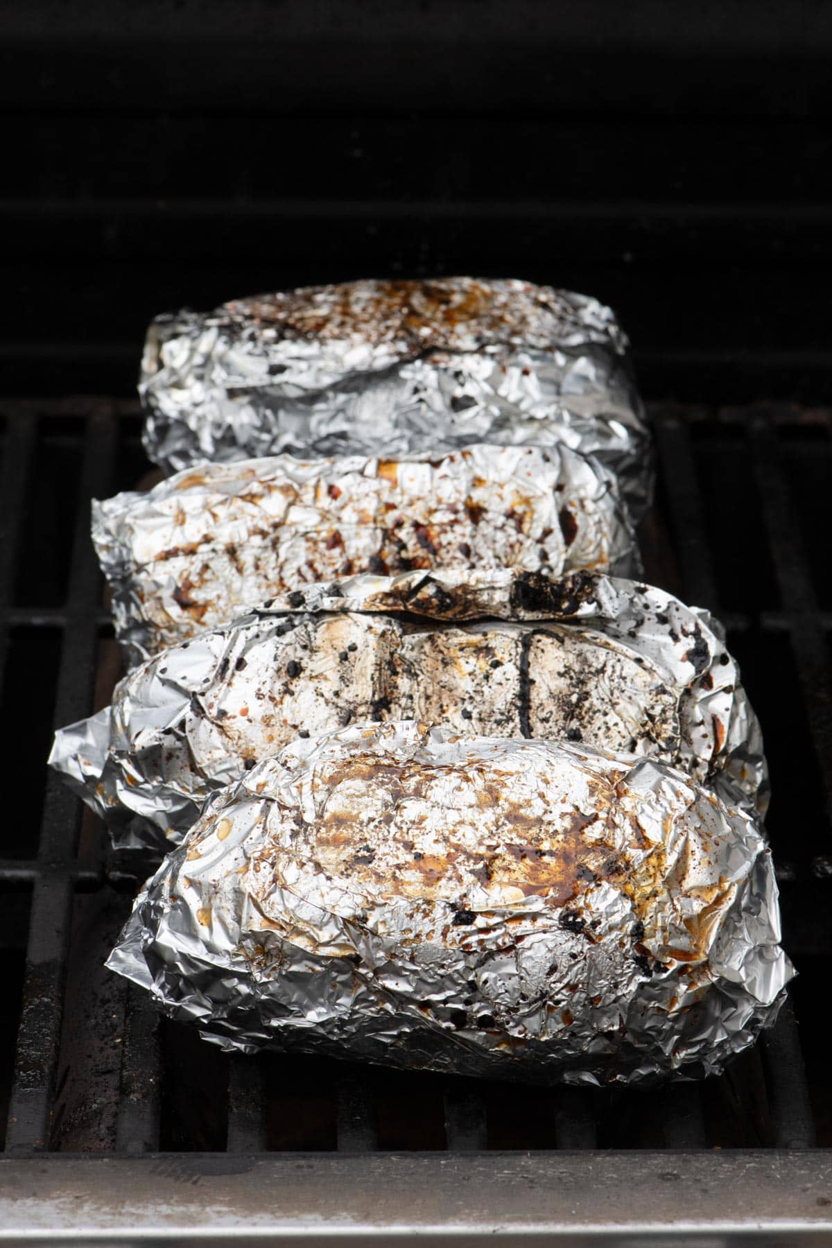 After flipping to show charred foil.