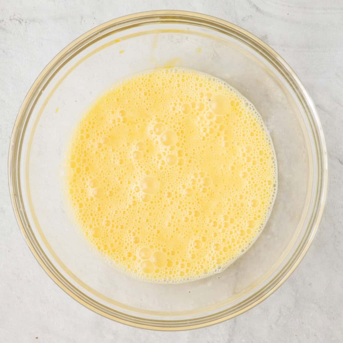 After whisking egg mixture.