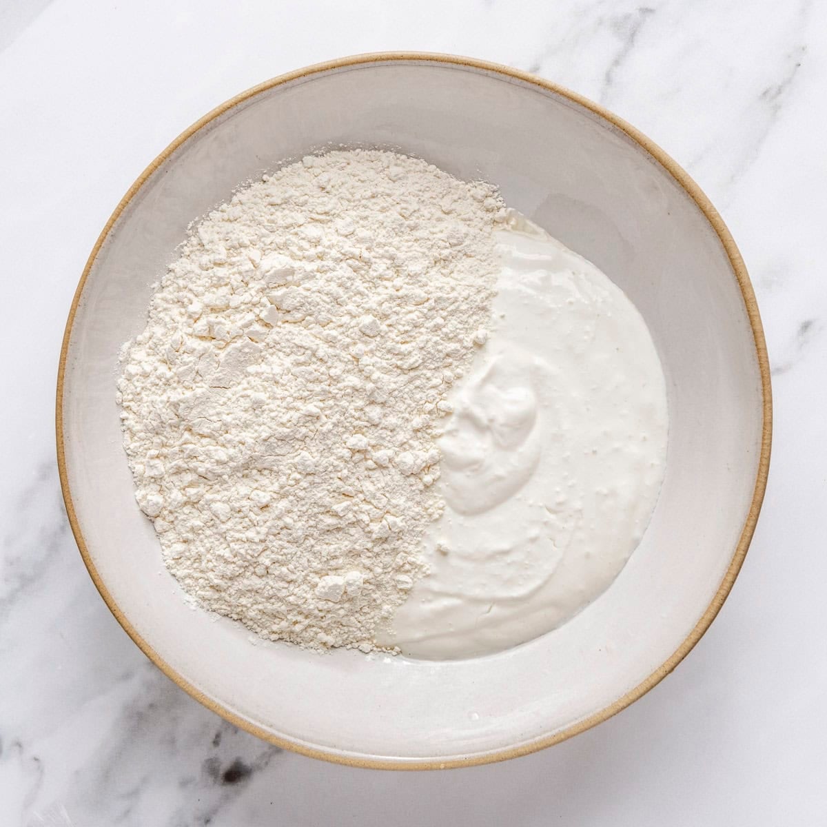 After blending smooth and in a bowl with flour.