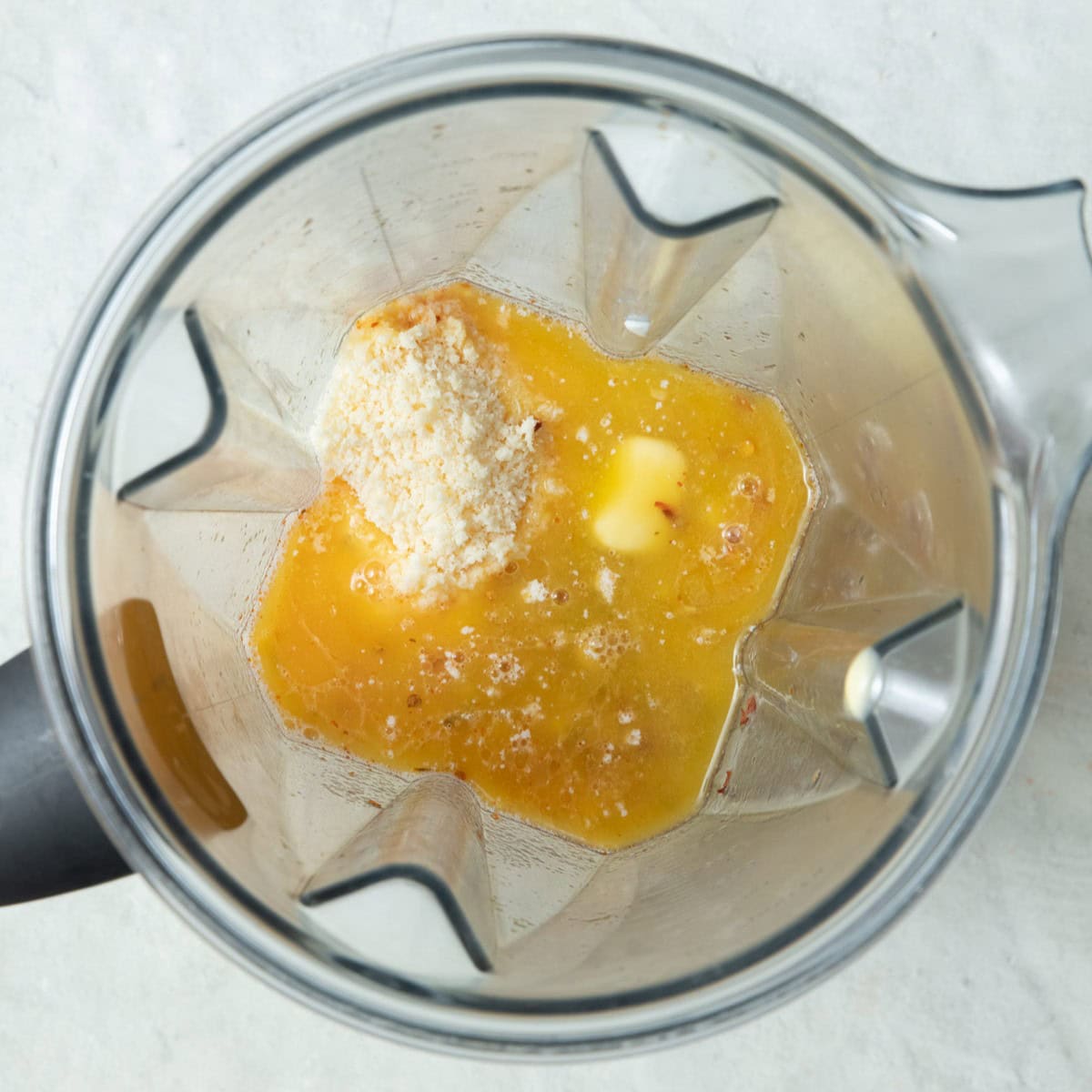 Sauce ingredients in a blender before blending.