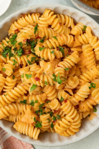 Cottage cheese tomato pasta.