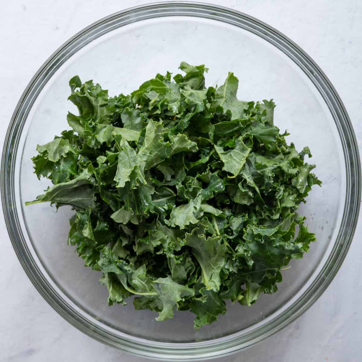 Kale added on top of dressing.