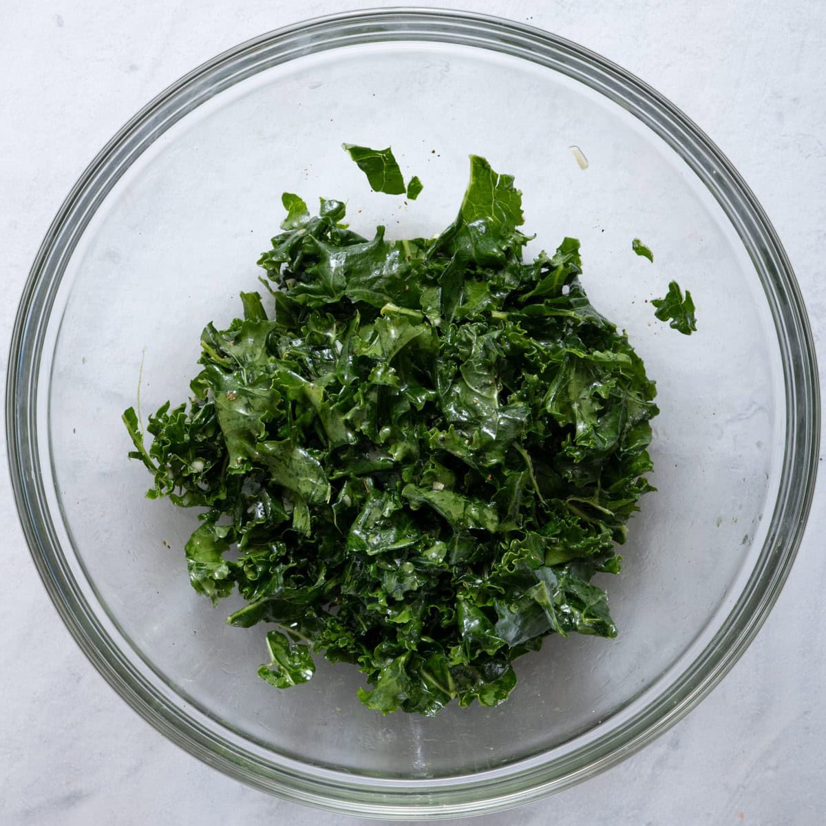 Kale after massaged to show darker and softer.