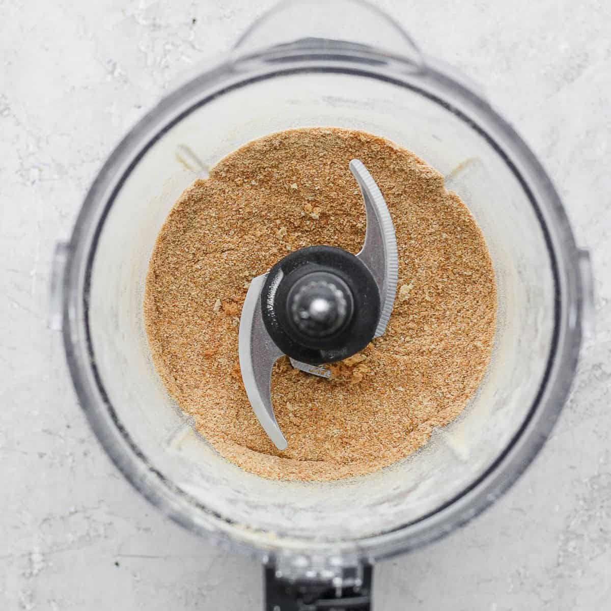 After processing toasted bread cubes into crumbs.