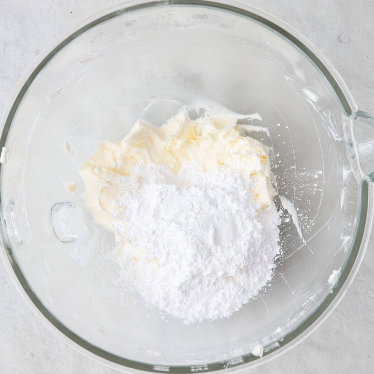 Confectioner’s sugar added, not mixed.