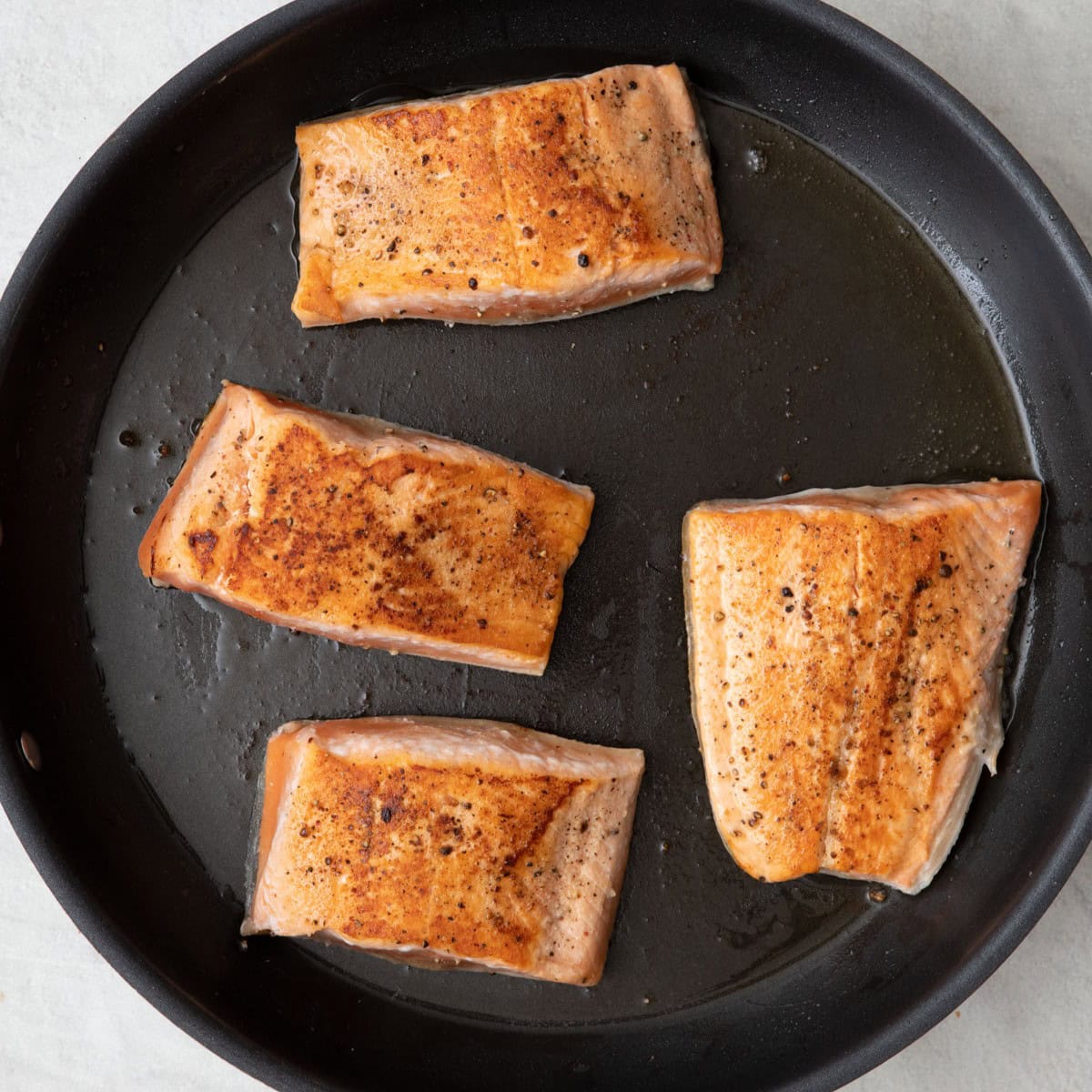 Fish after flipping in pan.